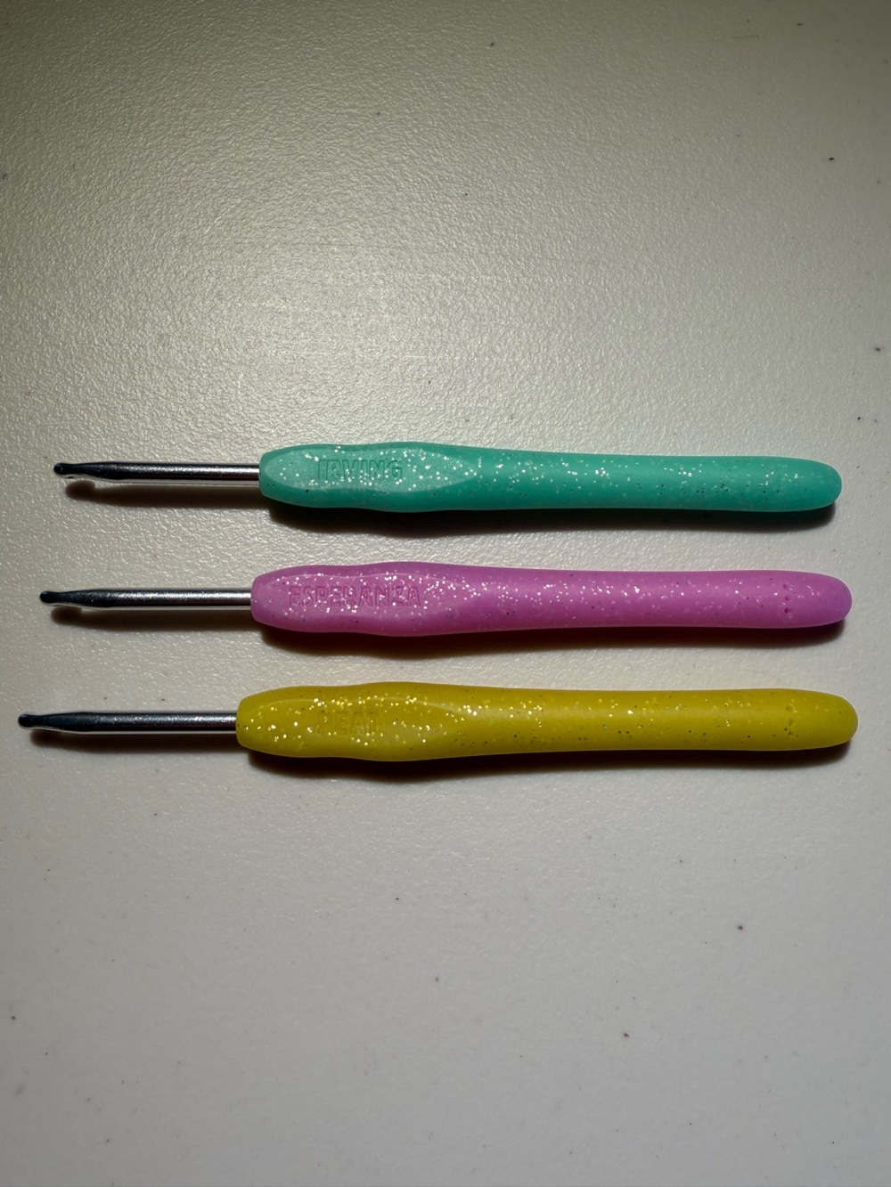 Woobles glitter crochet hooks